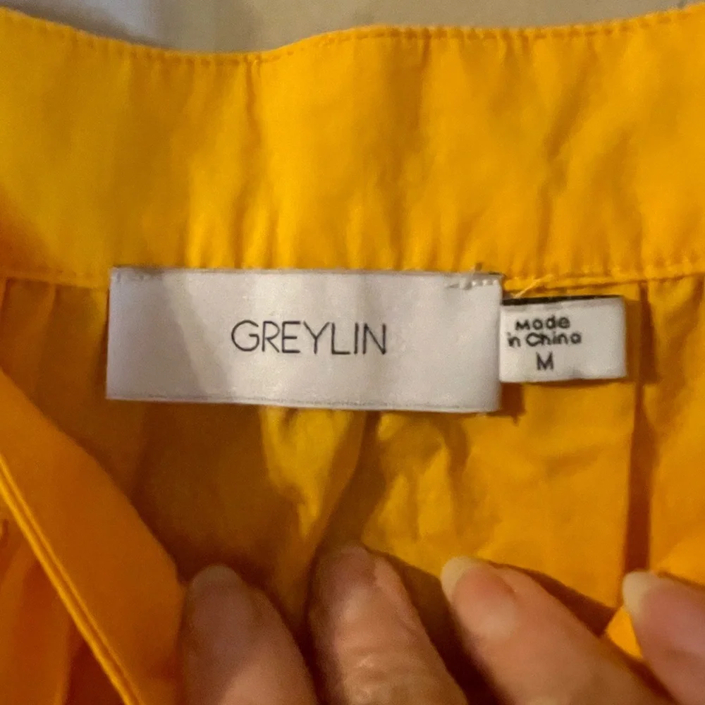 GREYLIN WOMEN'S LORA POPLIN CAP SLEEVE TIERED DRESS SIZE MEDIUM YELLOW ORANGE‎
